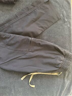 Figs Black Women's Cargo Jogger Pants with Tan Drawstring